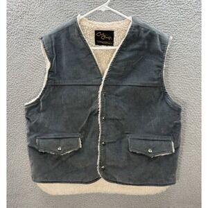 Vintage Cal Craft Vest Adult Large Gray Sherpa Fleece Lined Western Workwear 70s